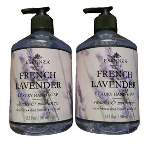 2x Essenza French Soap Lavender Luxury Hand Bath Body Set Lot Bottles 16.9 fl oz